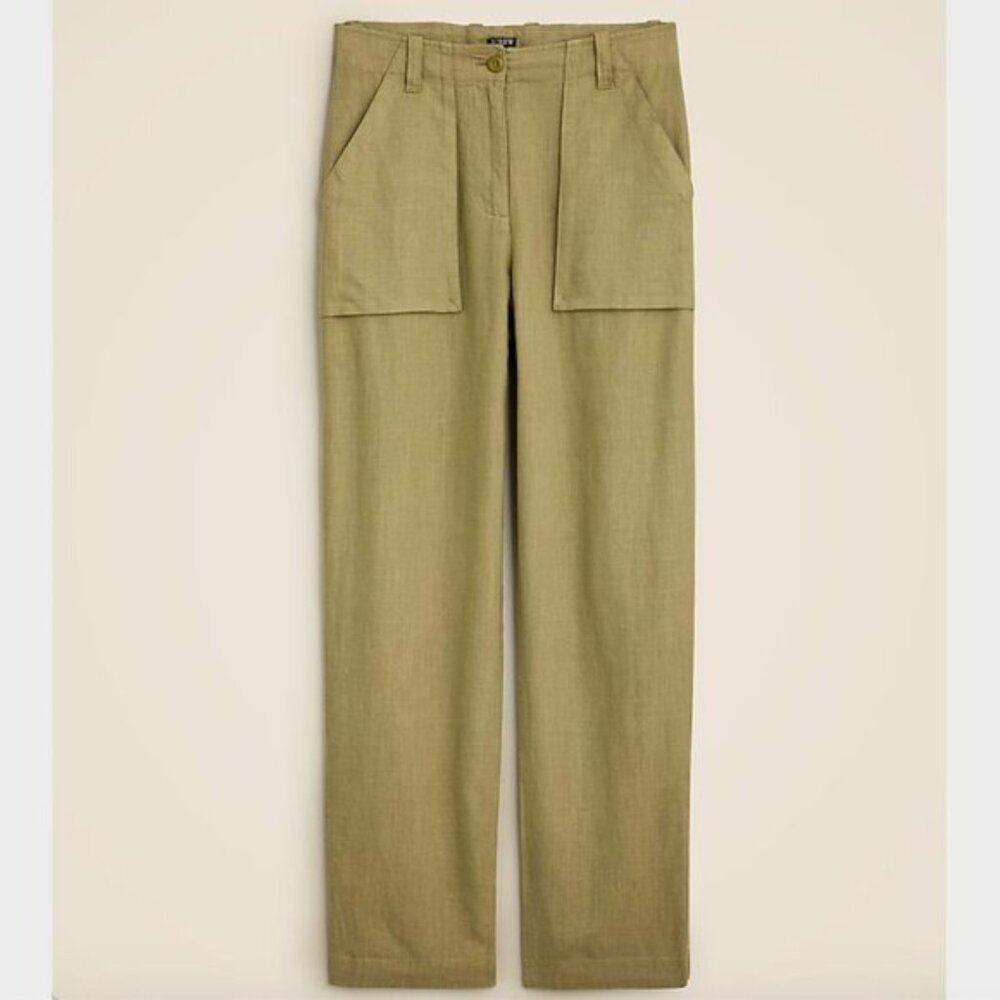 J. Crew  Seaside Cargo Pant in Linen-Blend - Size 10